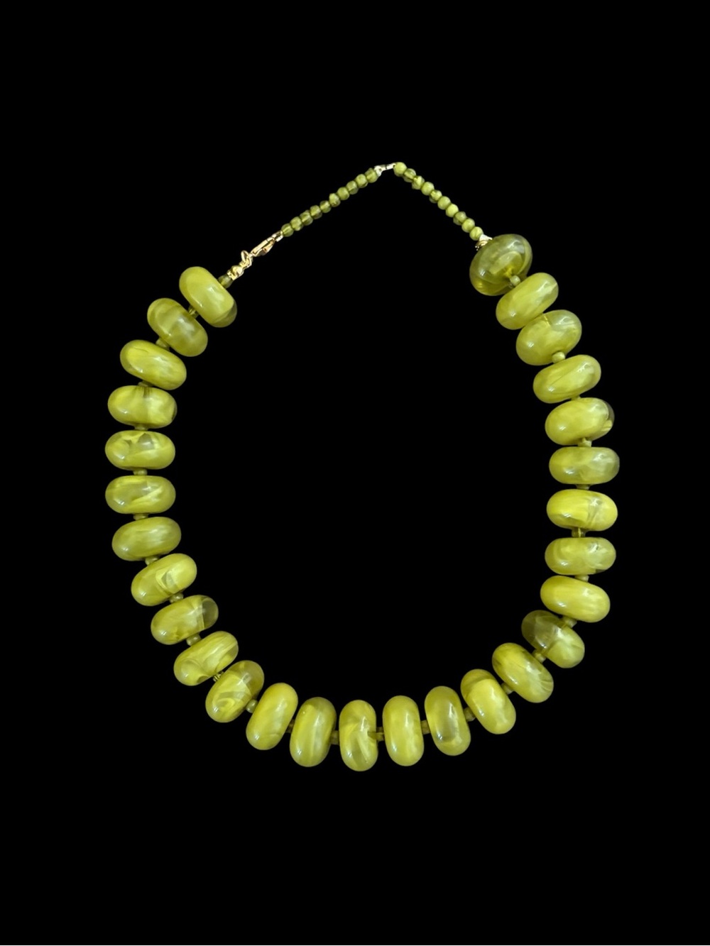 New! Olive Green Resin Chunky Beaded Statement Necklace - Women Jewelry - Picture 5 of 12